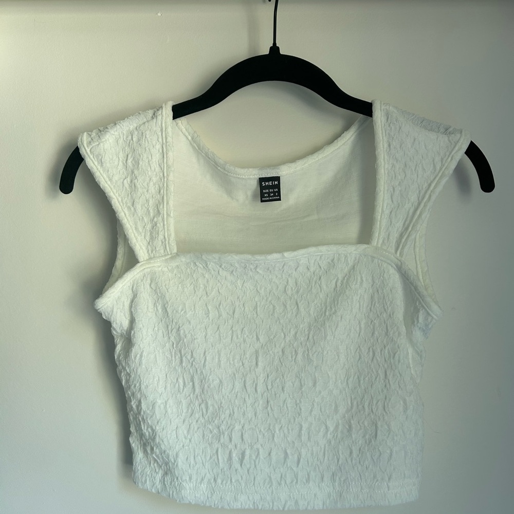 SHEIN Textured White Crop Top